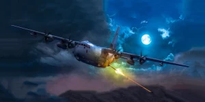 В Gunship Operator 3D игрок нападает на на военных и их транспорт